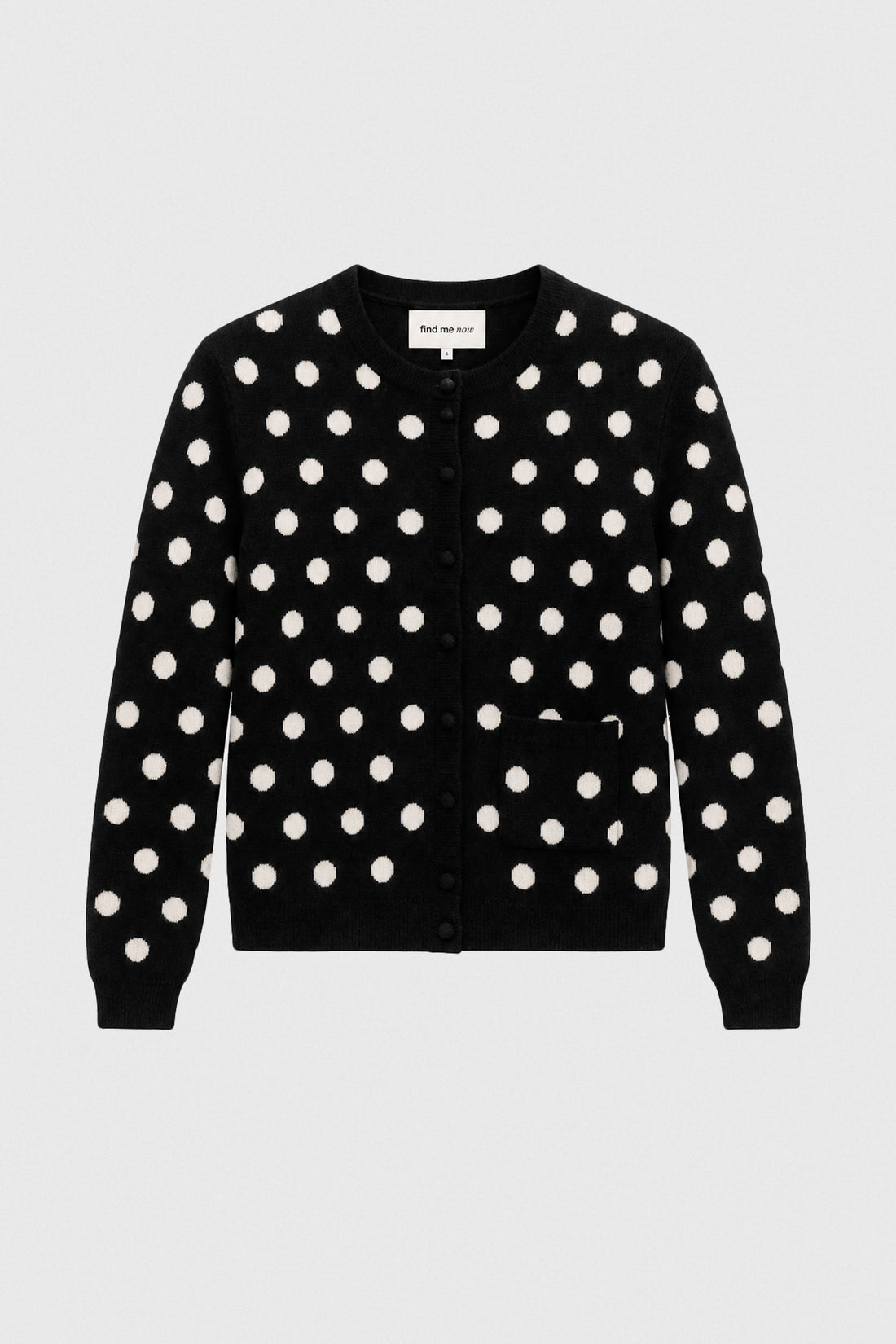 Cashmere Wool Stripe Cardigan In Black Polka Dot