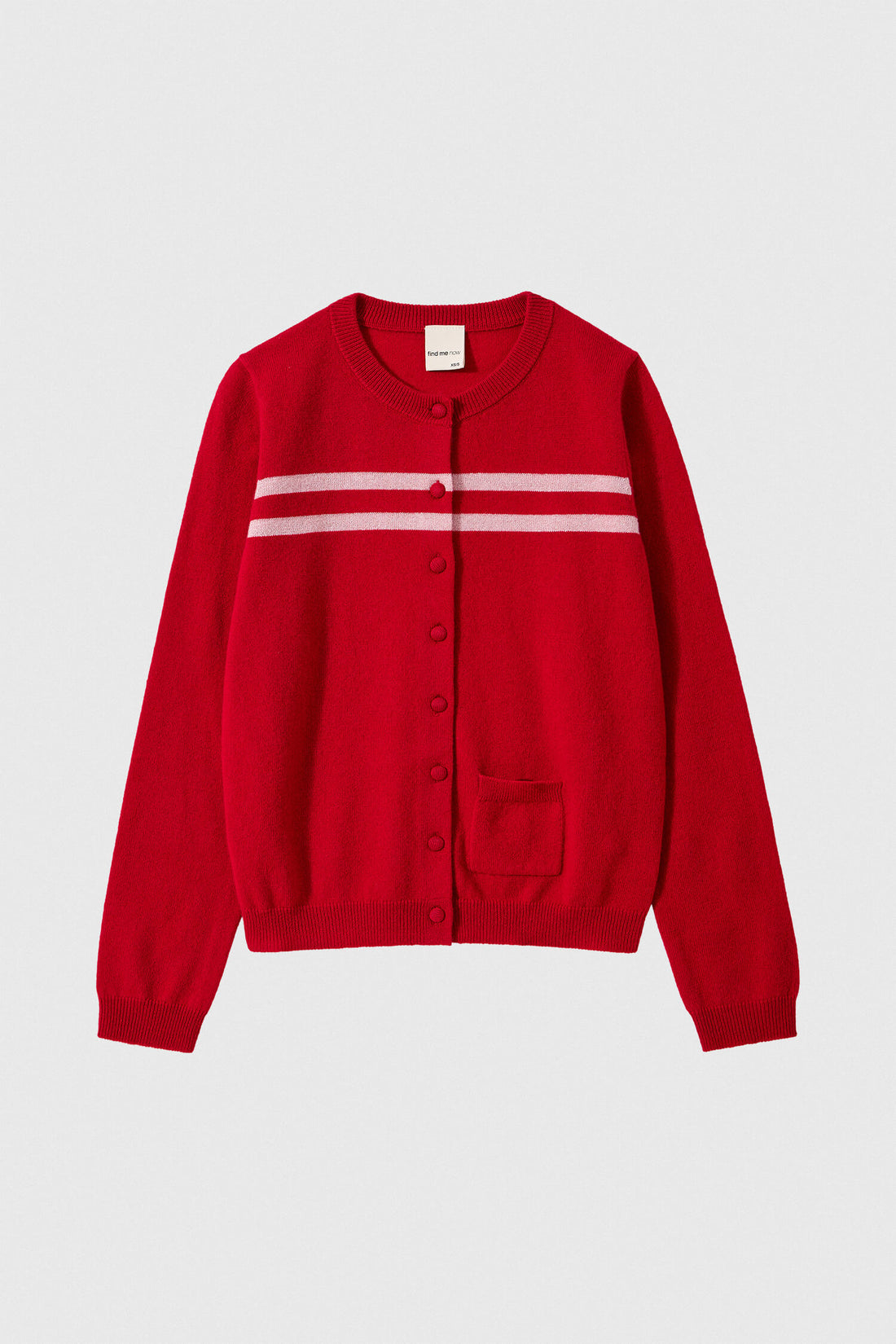 Cashmere Wool Stripe Cardigan In Candy Apple