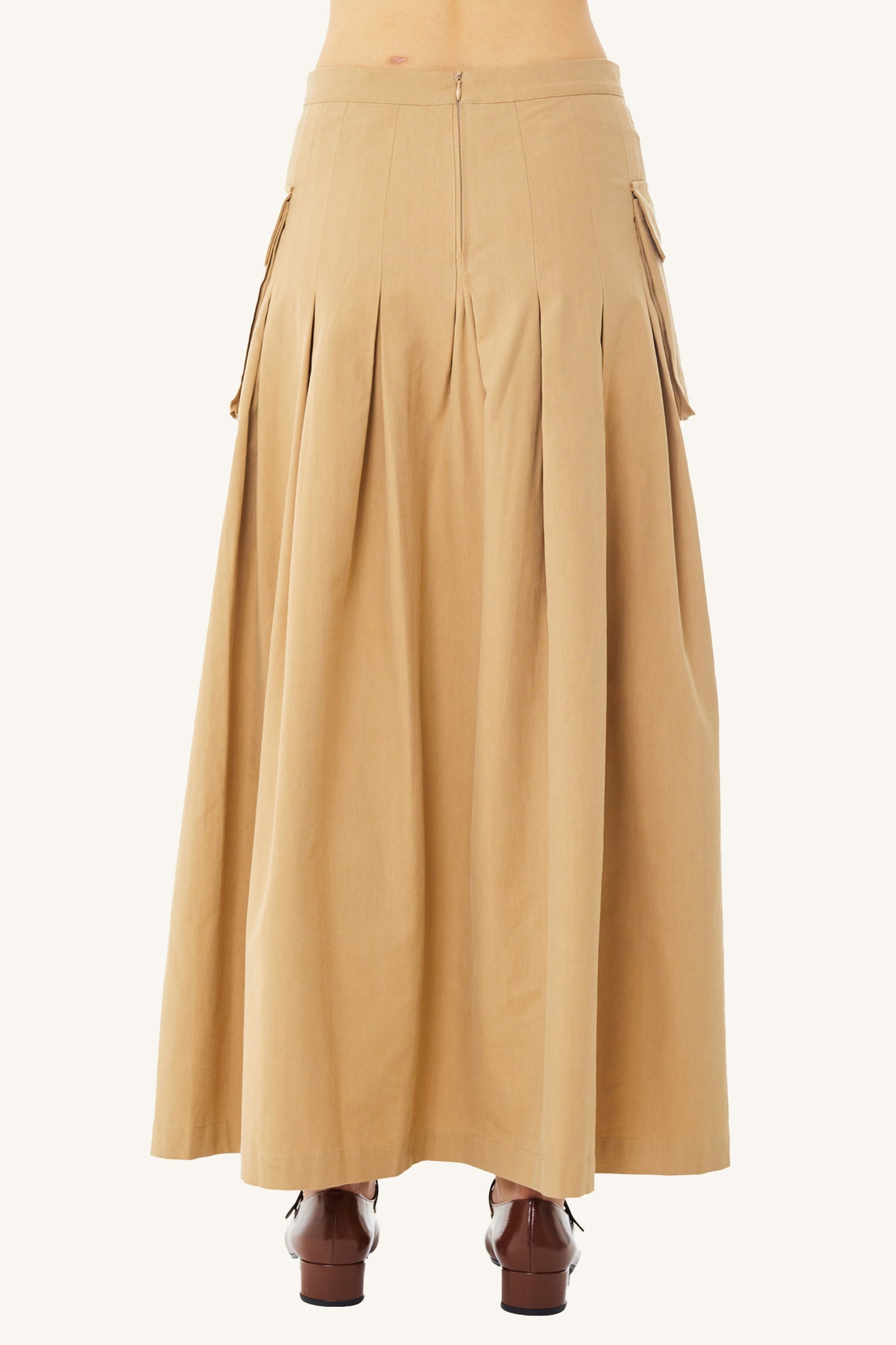 Cargo Pleated Midi Skirt