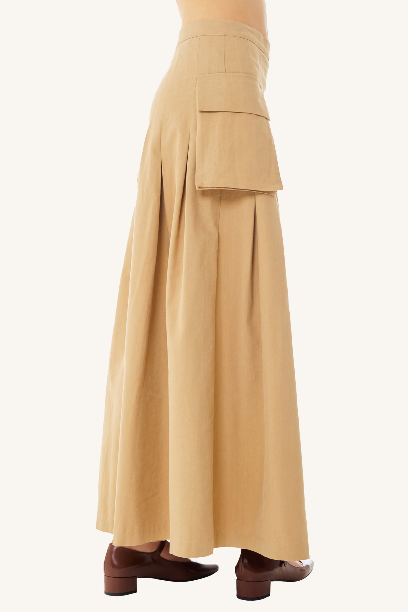 Cargo Pleated Midi Skirt