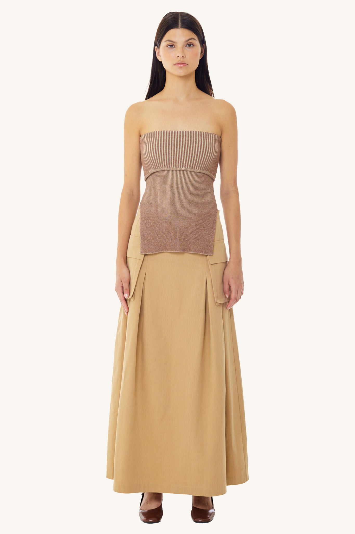 Cargo Pleated Midi Skirt