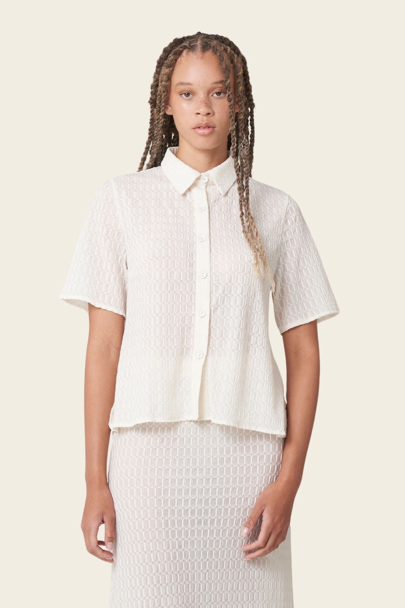 Roman Mesh Button Down