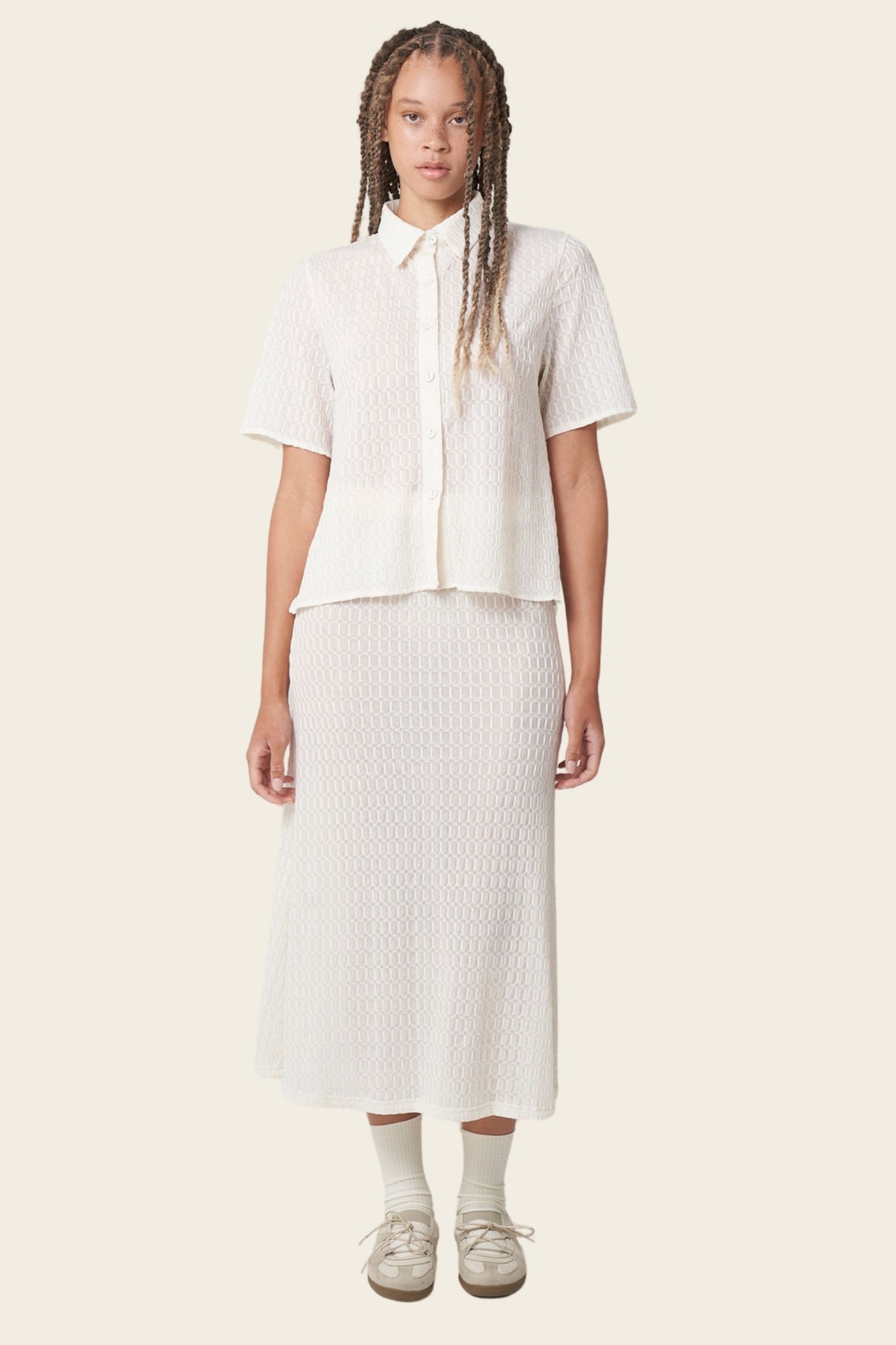 Roman Mesh Midi Skirt