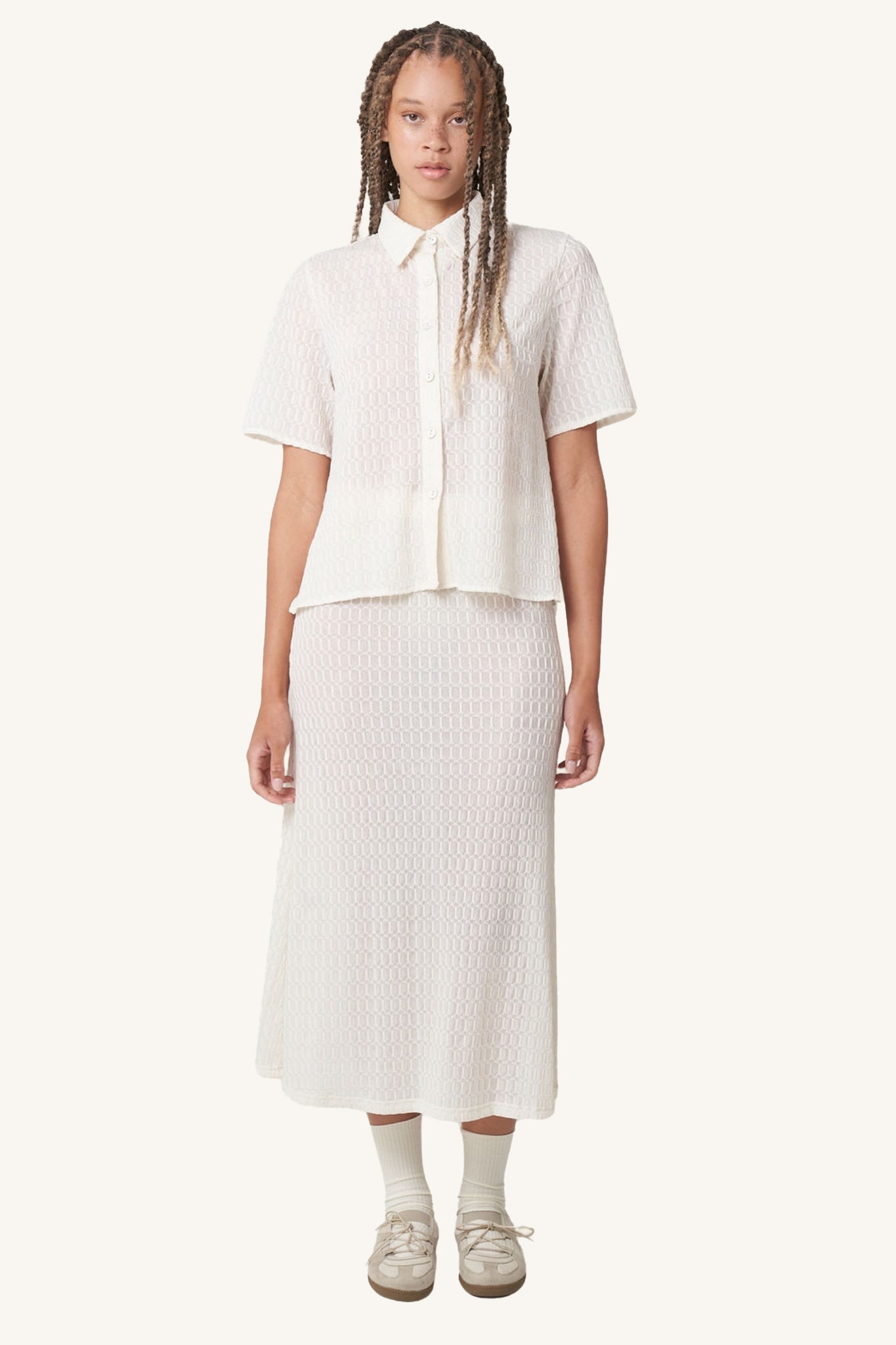 Roman Mesh Midi Skirt