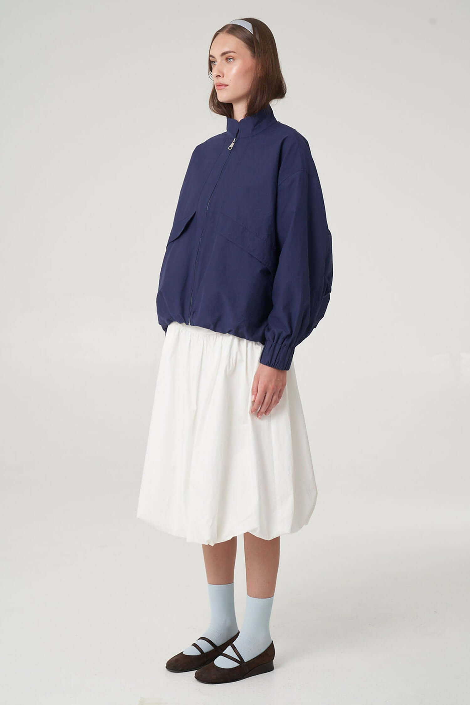 Sable Zip Up Jacket in Navy | Find Me Now The Label