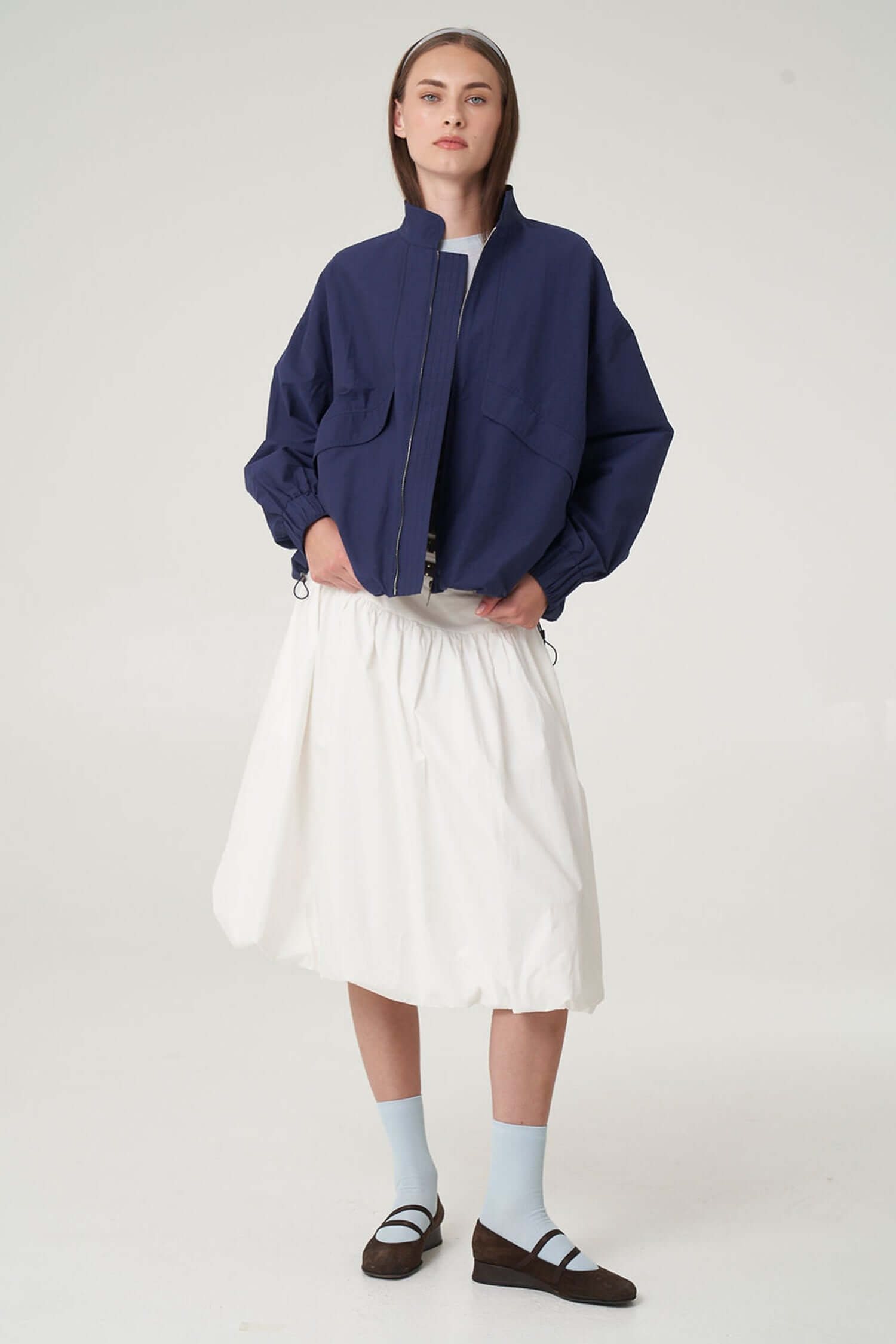 Sable Zip Up Jacket in Navy | Find Me Now The Label