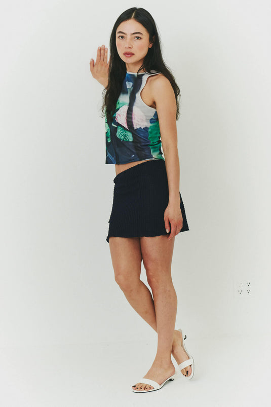 Addison Seersucker Mesh Skirt