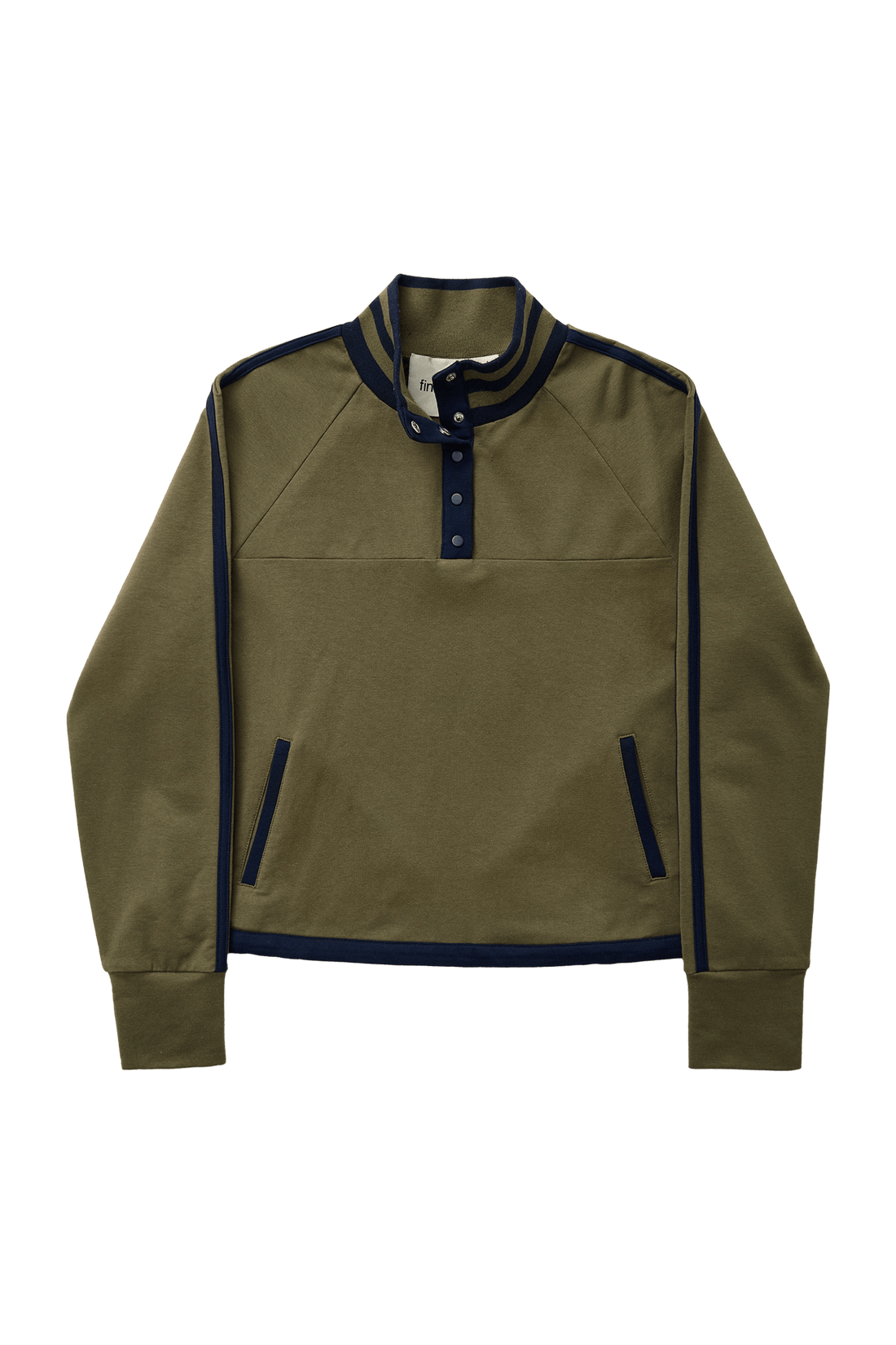 BARAM SWEATSHIRT TOP IN OLIVE GREEN AND NAVY