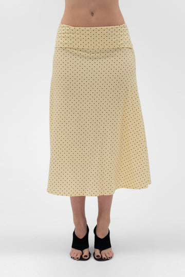 FOLDOVER FLARED MAXI SKIRT IN BUTTER