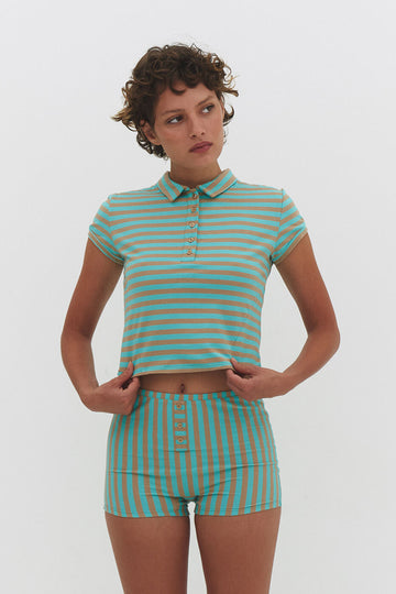 CARMO POLO TEE IN MINT AND MOCHA