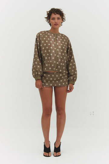 FABIO VOILE JACKET IN CREAM AND MOCHA