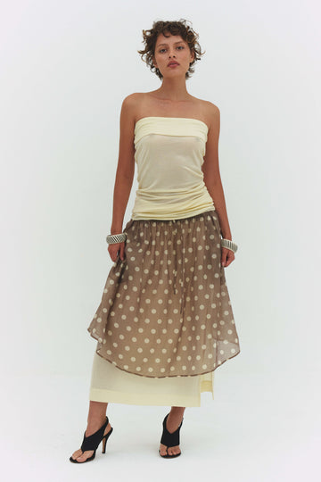 HAENIM SKIRT IN CREAM AND MOCHA