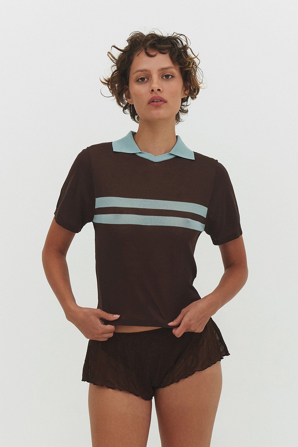 findmenowthelabel Araci Knit Polo Top