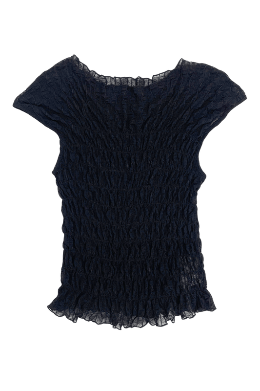 RUCHED ROSS SLVLESS TOP IN BLACK