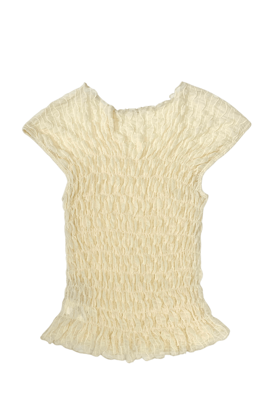 RUCHED ROSS SLVLESS TOP IN CREAM