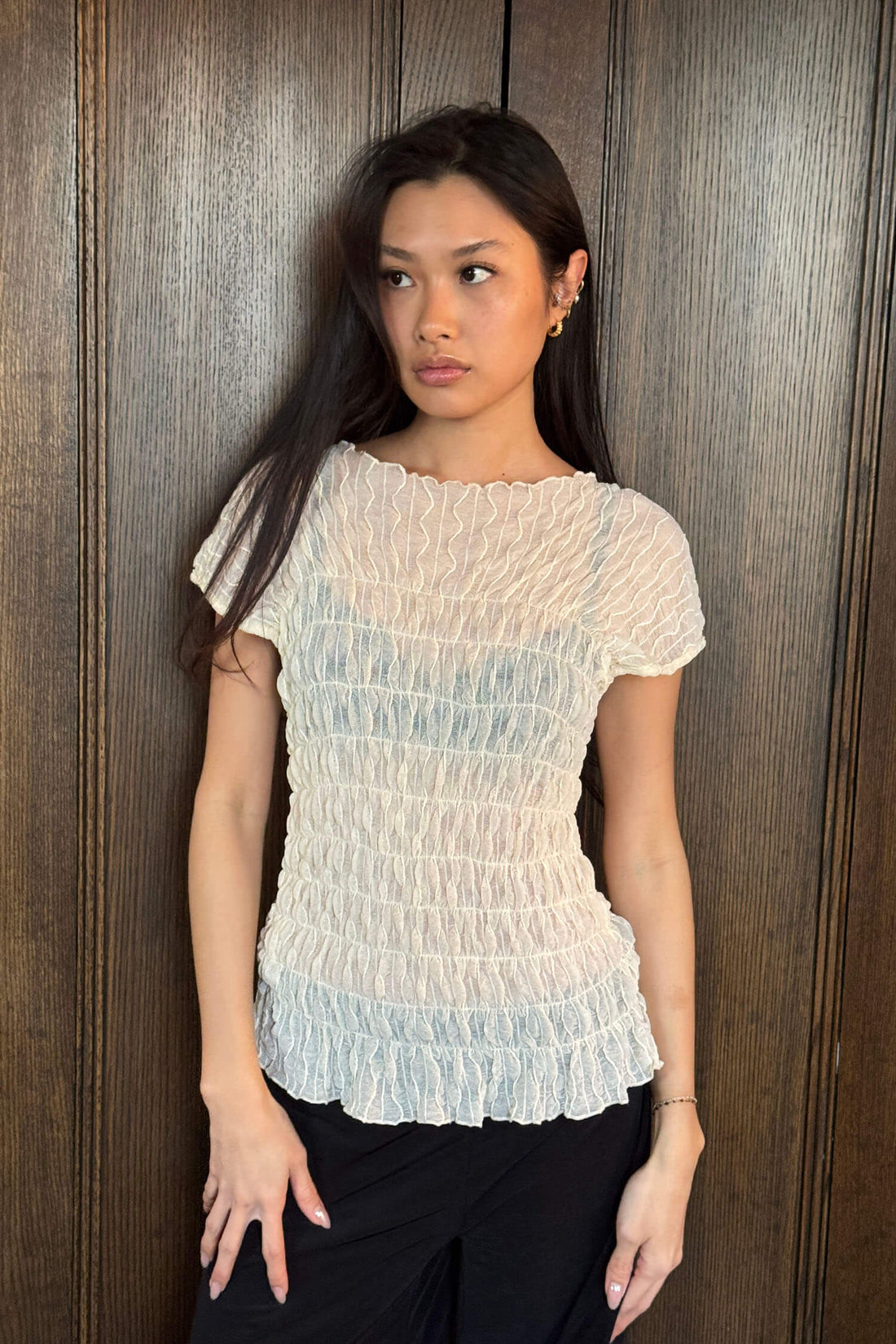 RUCHED ROSS SLVLESS TOP