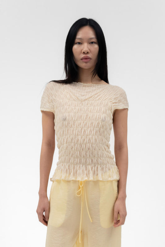 RUCHED ROSS SLVLESS TOP IN CREAM