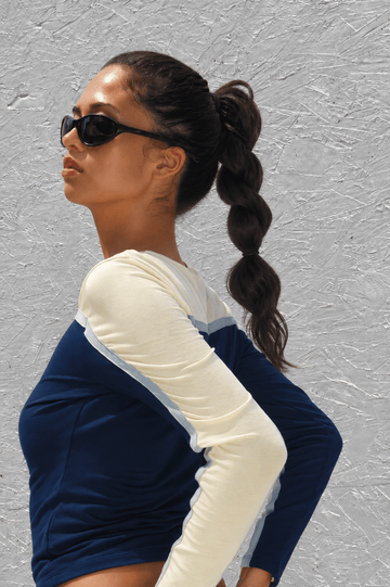 RAON TOP IN NAVY MULTI