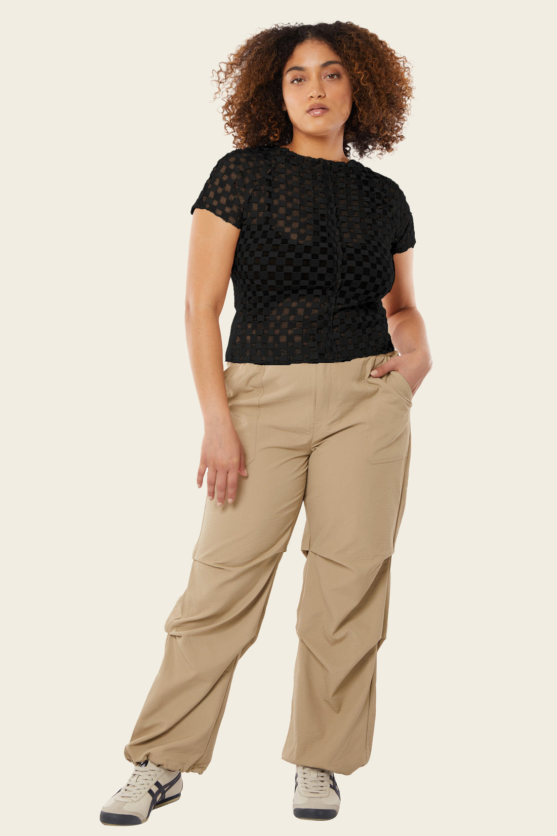 Harmony Checkered Mesh Baby Tee